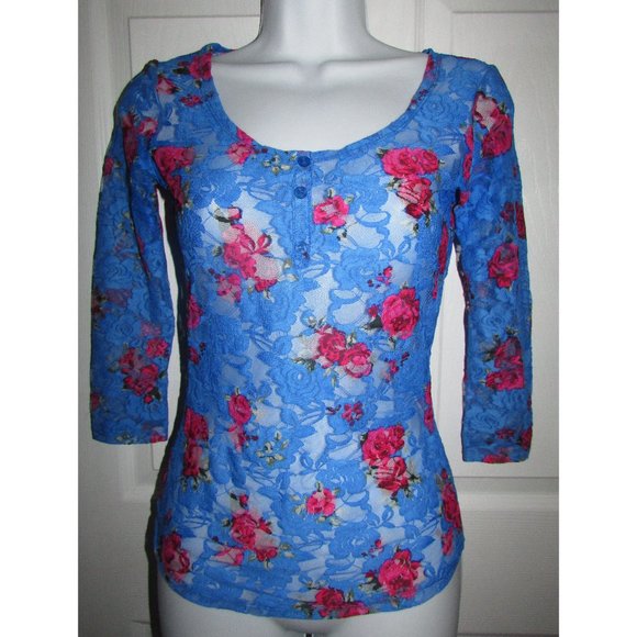 Bluenotes Stretch Lace Top Sz S - Picture 1 of 4